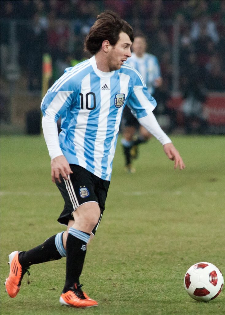 Lionel Messi playing for Argentina