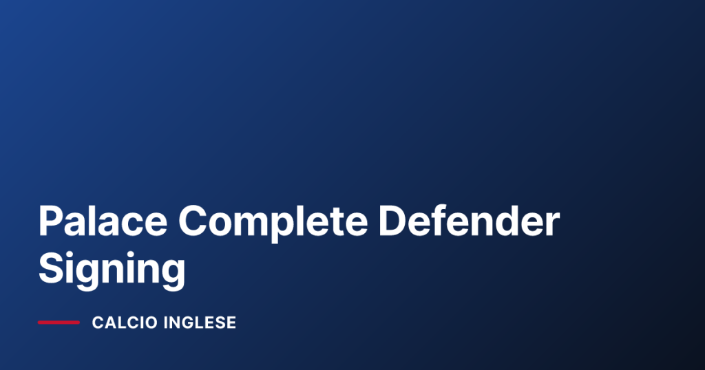 Palace Complete Defender Signing