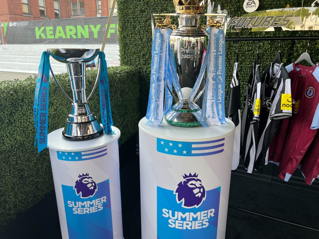 Premier League trophy, football